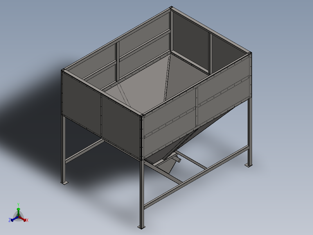 用于颗粒或其他类似松散密度和部分的料斗正等轴测图