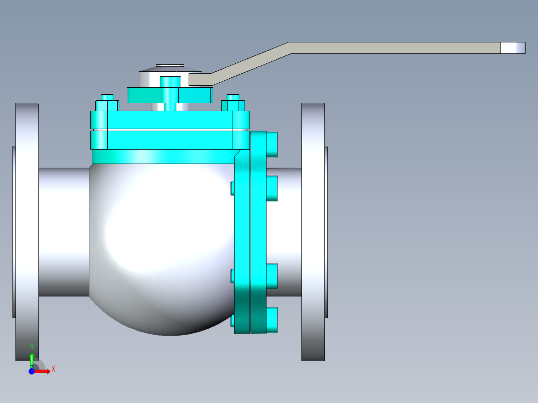 管道手动球阀-水管开关阀-手动阀门法兰连接球阀[65]前视图
