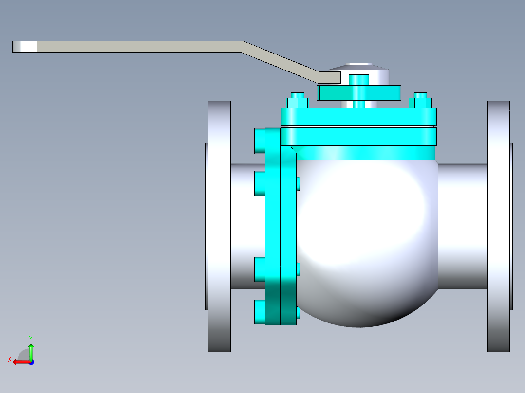 管道手动球阀-水管开关阀-手动阀门法兰连接球阀[65]后视图