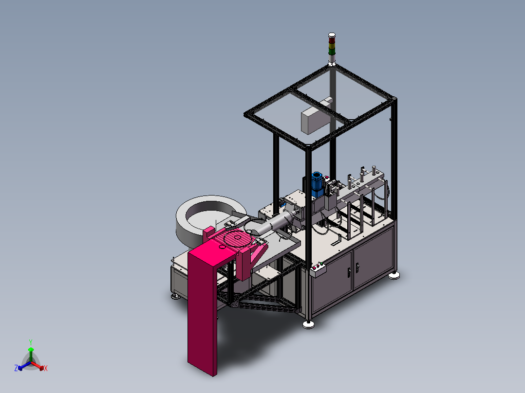 卡簧分选机（sw18可编辑+工程图+bom）正等轴测图