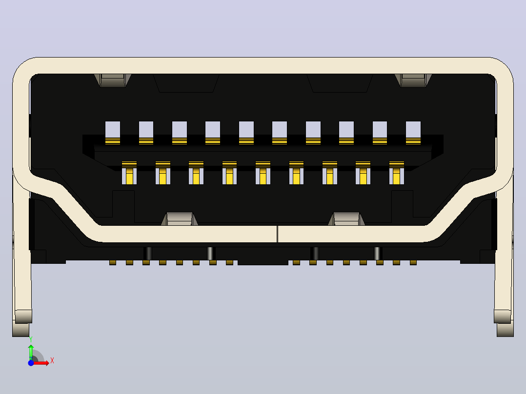 PCB连接器上的HDMI前视图