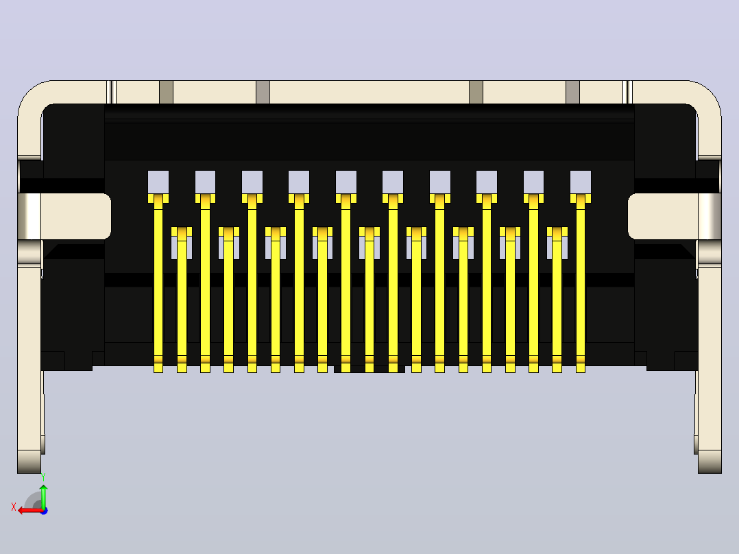 PCB连接器上的HDMI后视图