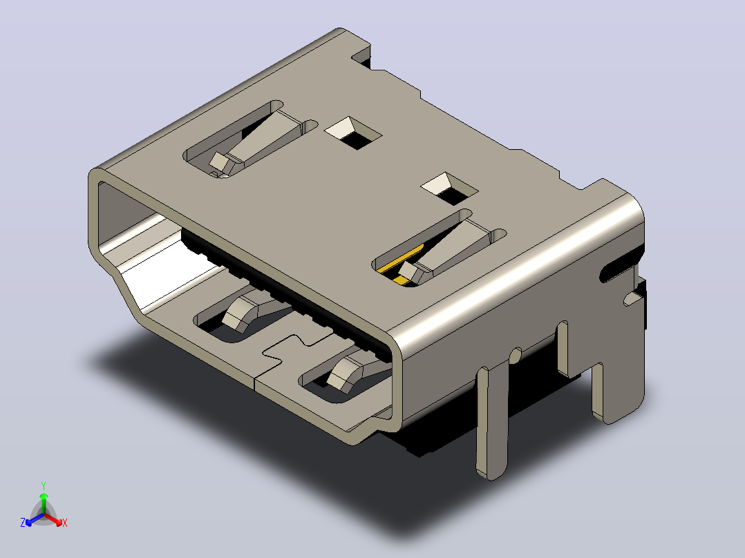 PCB连接器上的HDMI正等轴测图