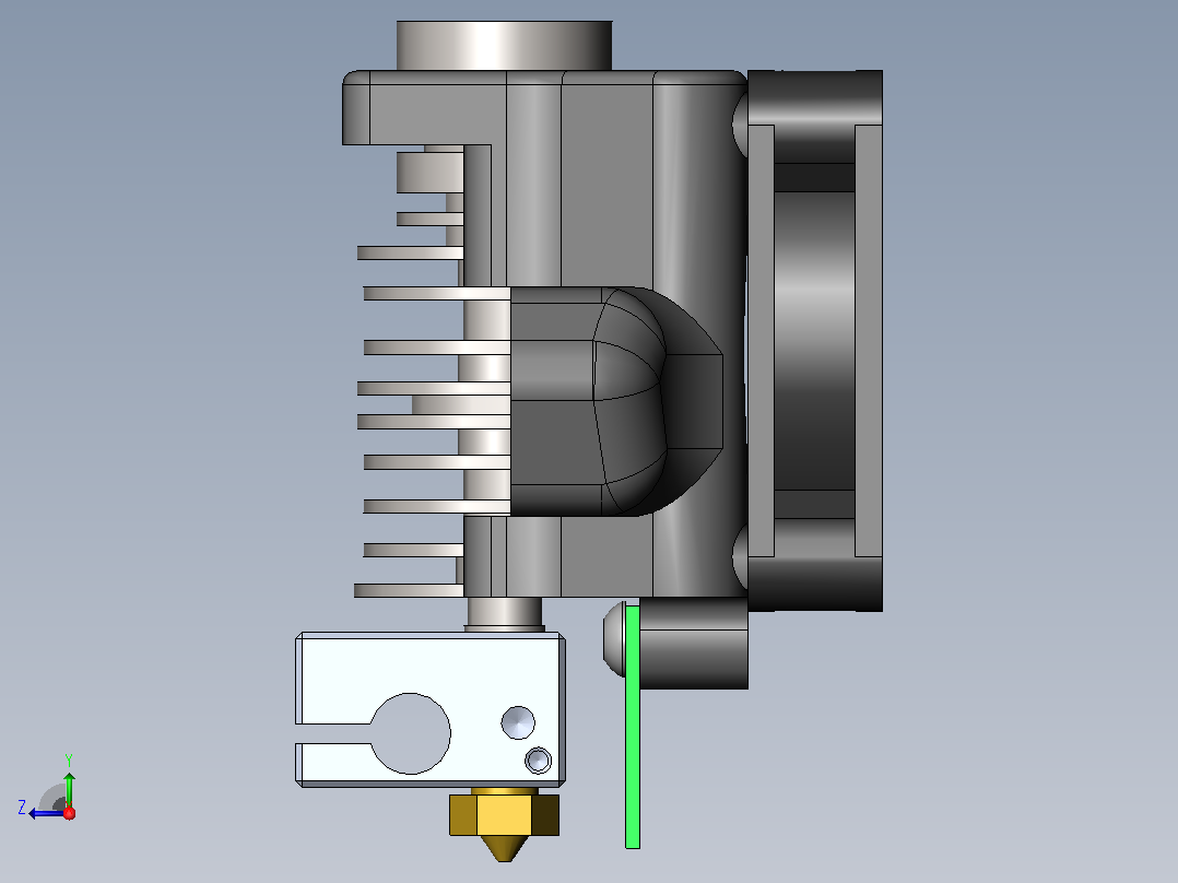 E用Delta effector3d V6 带散热风扇和迷你右视图