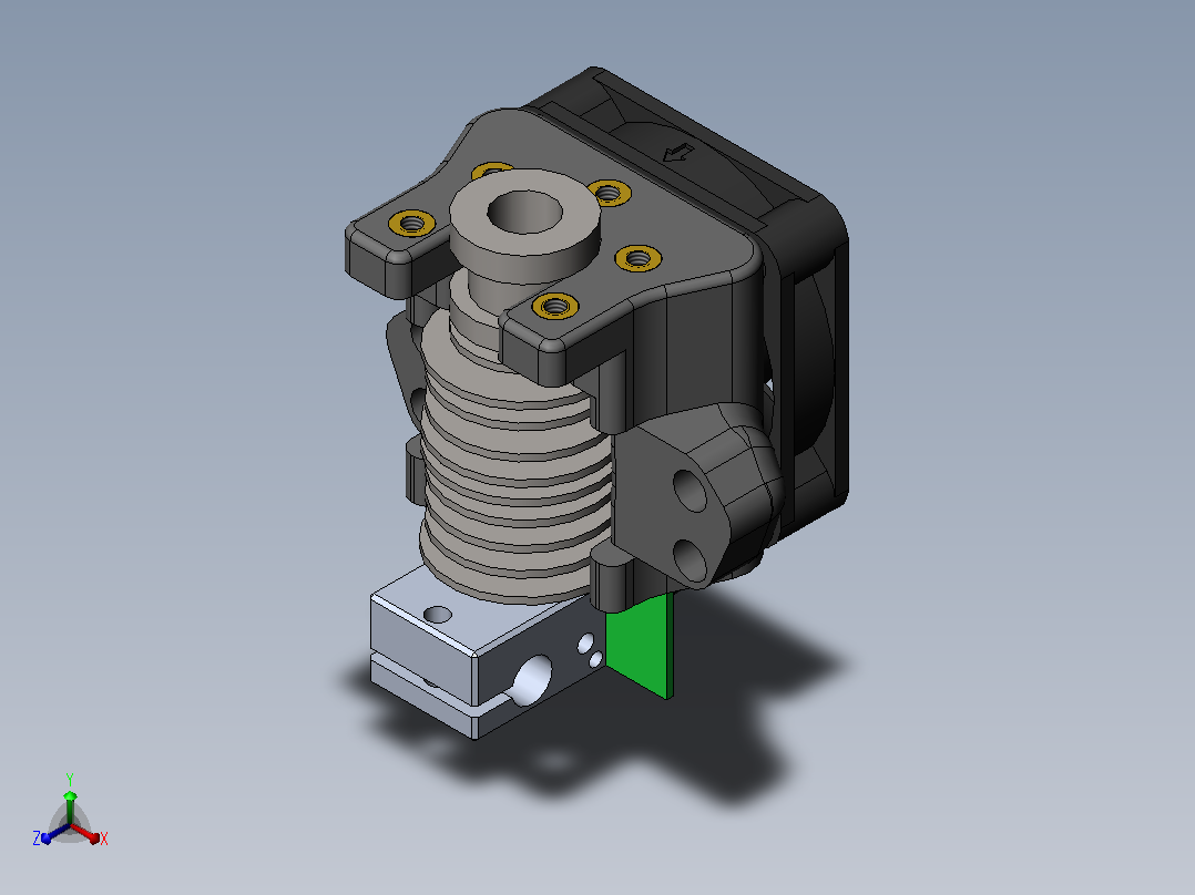 E用Delta effector3d V6 带散热风扇和迷你正等轴测图