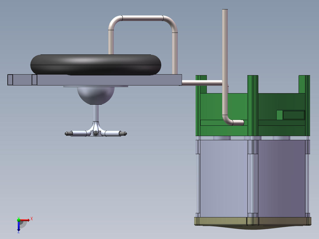 池塘自动喂养机及三维造型(sw12+说明书+cad)俯视图