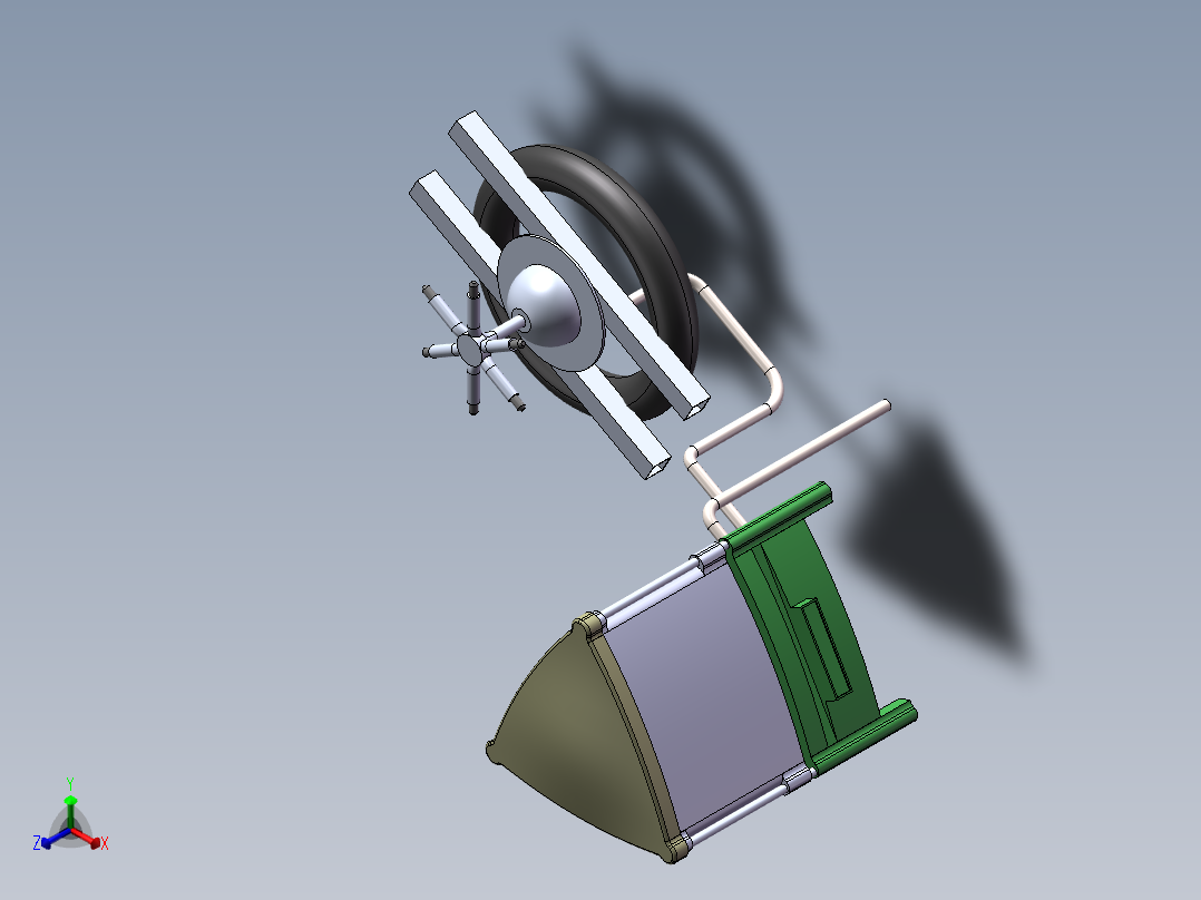 池塘自动喂养机及三维造型(sw12+说明书+cad)正等轴测图