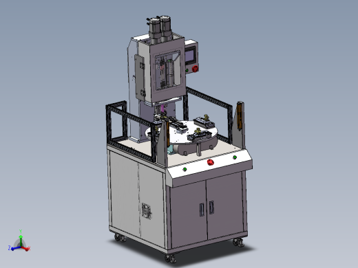 双轴转盘锁螺丝机3d图 凸轮分割4工位转盘螺丝机sw图