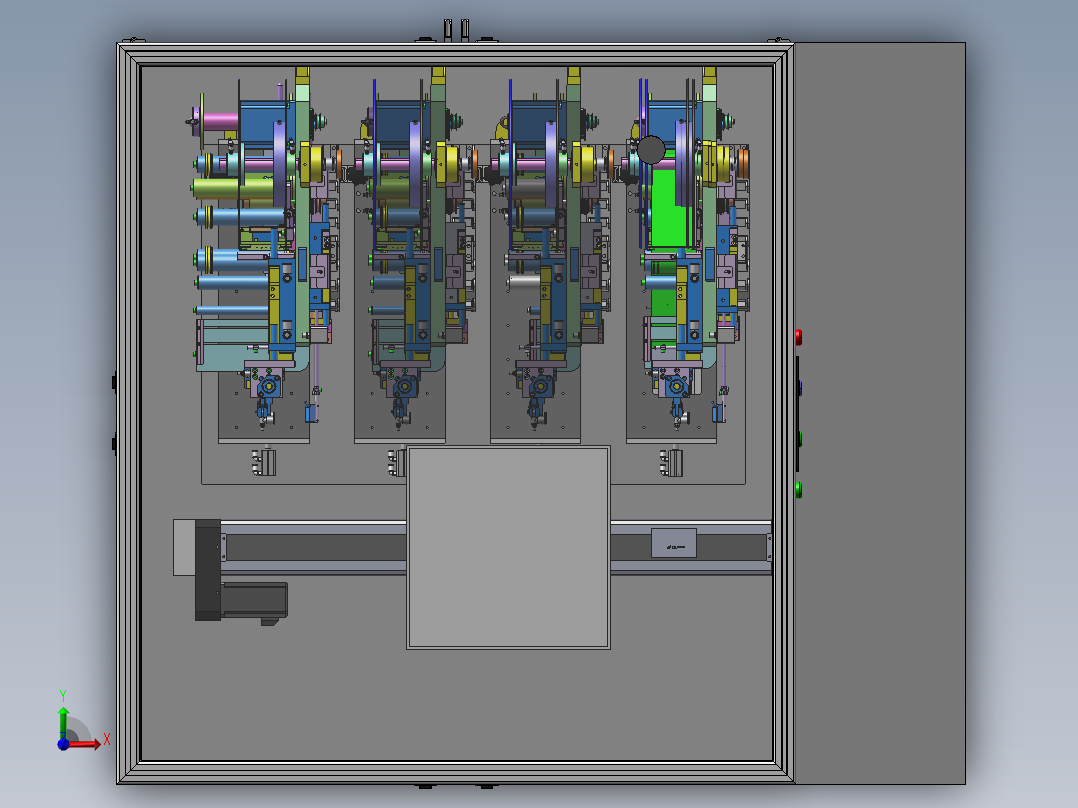 自动化4工位贴标机前视图