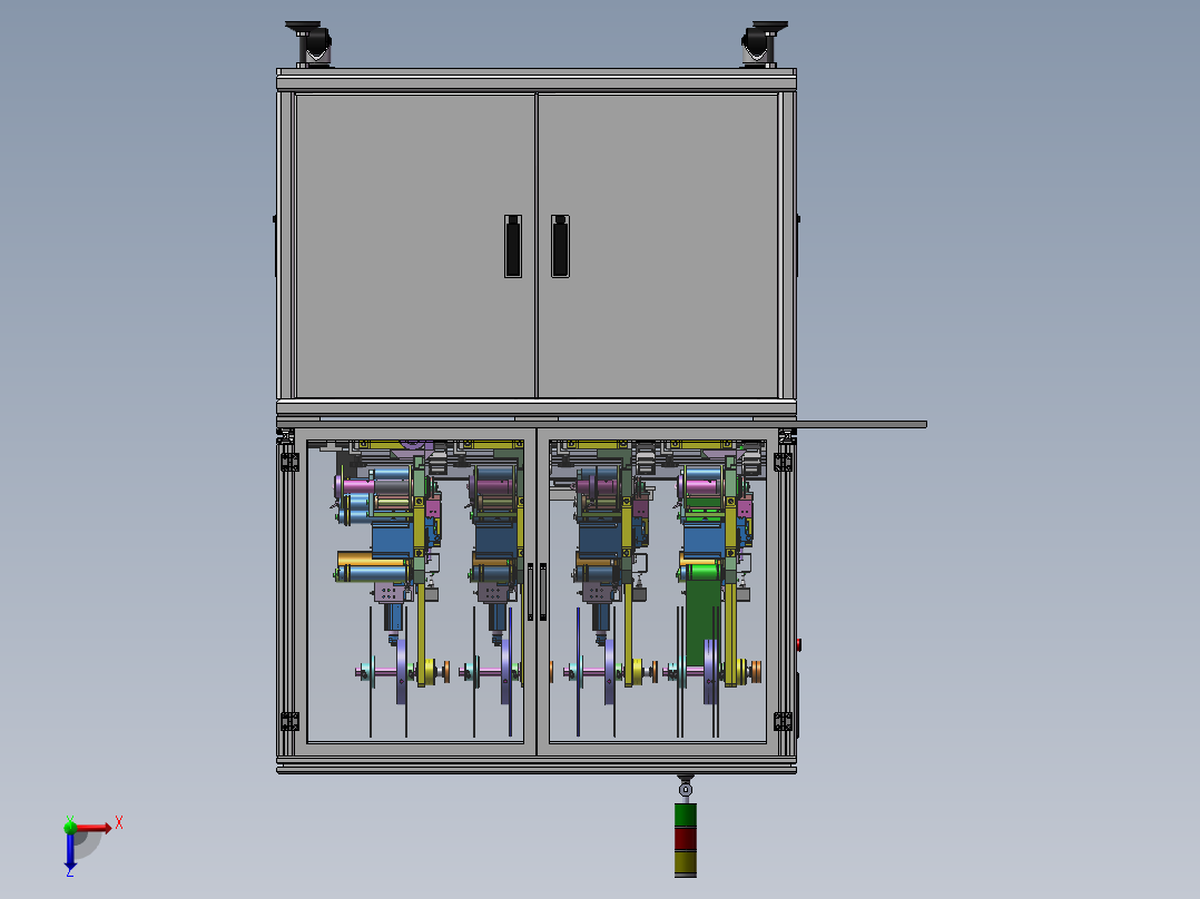 自动化4工位贴标机俯视图