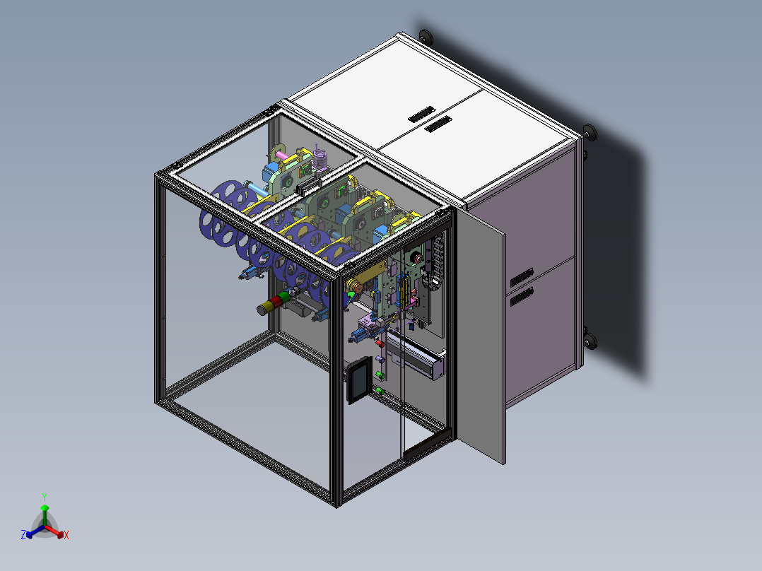 自动化4工位贴标机正等轴测图