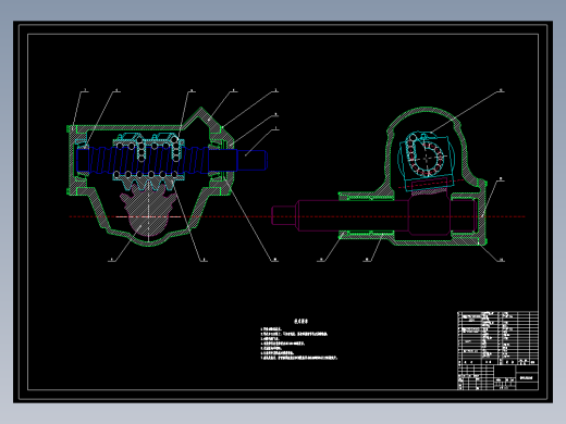 循环球式转向器CAD零件图和装配图