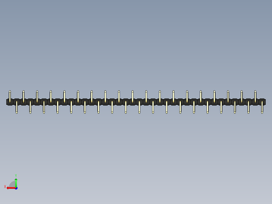 彩色公排针 100mil 2.54mm 系列-DS1022_black_38p_100mil_Type_SMT_R2_rev1.0后视图