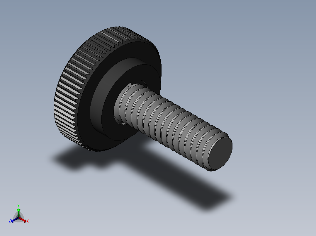 滚花旋钮-Knurled Knob 0.25x0.750x0.750.SLDPRT正等轴测图