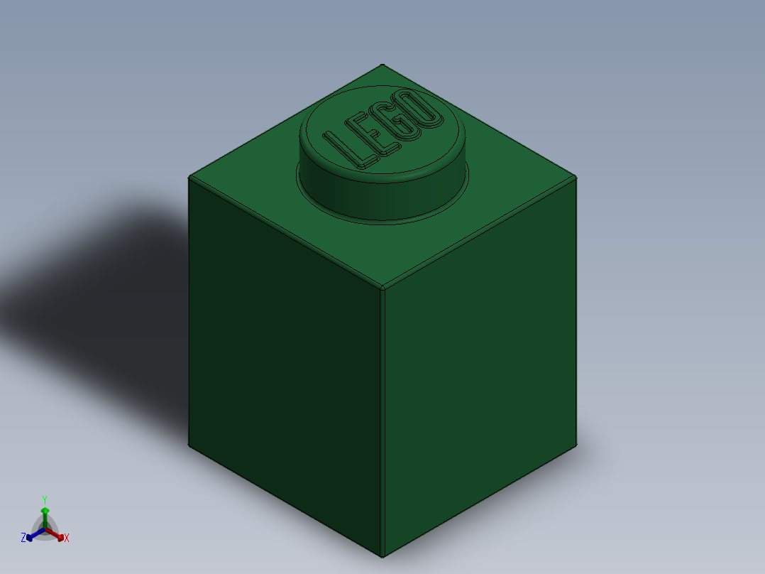 乐高套装 4421基本积木-300528 Dark Green Brick 1 x 1.SLDPRT正等轴测图