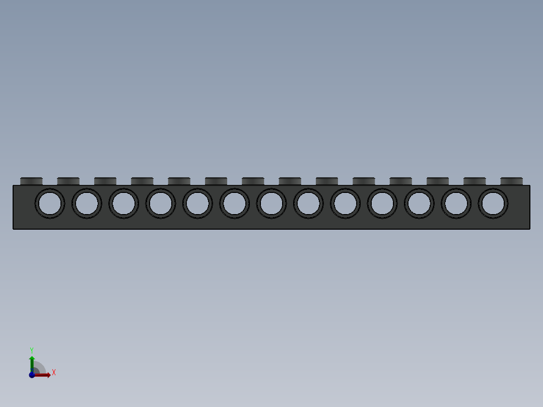 乐高机械组积木（横梁）-4153511 - 32018 Old Grey Technic Brick 1 x 14 with Holes前视图