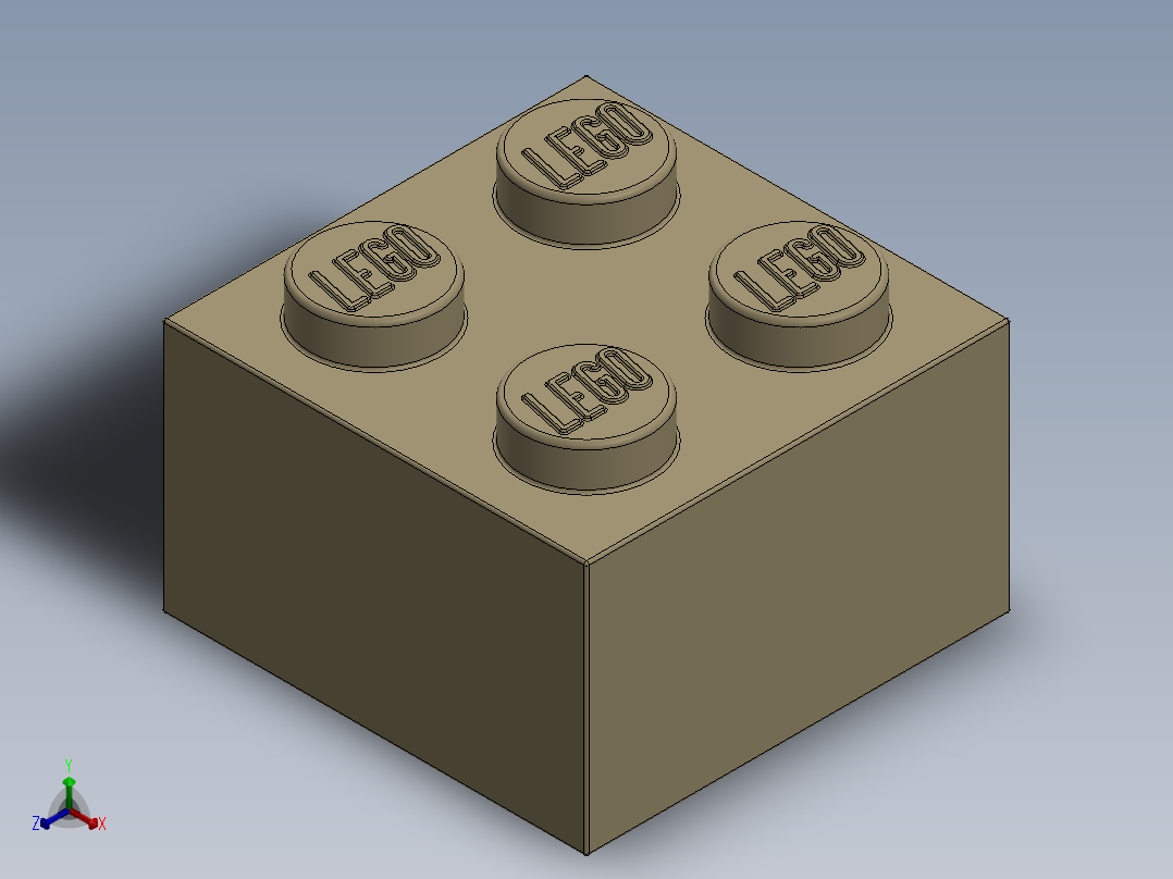 乐高套装 4421基本积木-4114306 - 3003 Brick Yellow - Tan Brick 2 x 2.SLDPRT正等轴测图
