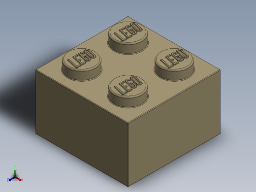 乐高套装 4421基本积木-4114306 - 3003 Brick Yellow - Tan Brick 2 x 2.SLDPRT正等轴测缩略图