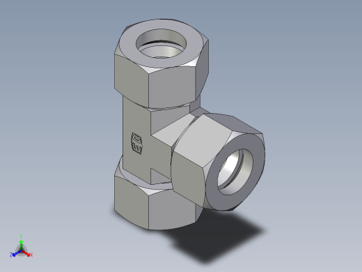 卡套式工业通用硬管接头EO_Swivel_nut_run_tee_EL30S71正等轴测缩略图