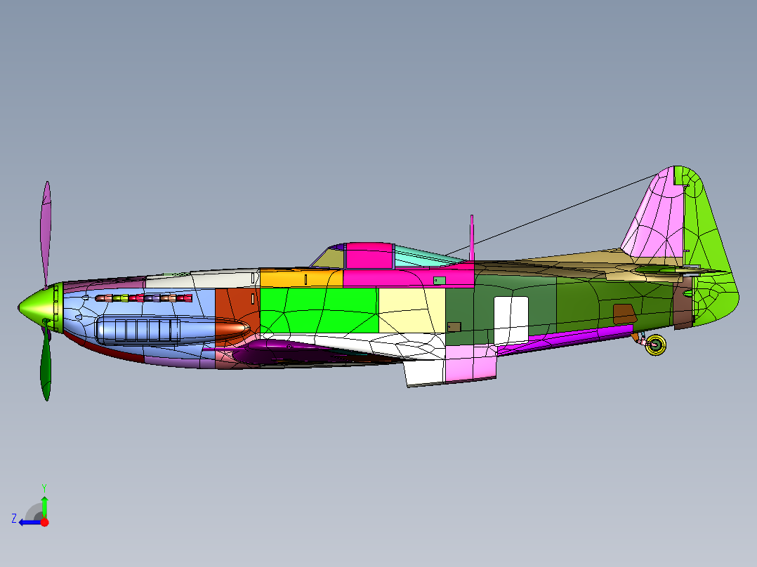 活塞式S49C战斗机右视图