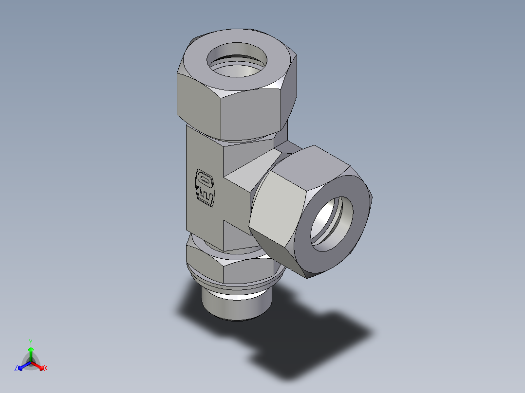 卡套式工业通用硬管接头EO_Adjustable_locknut_run_tee_LEE18LRCF主视图