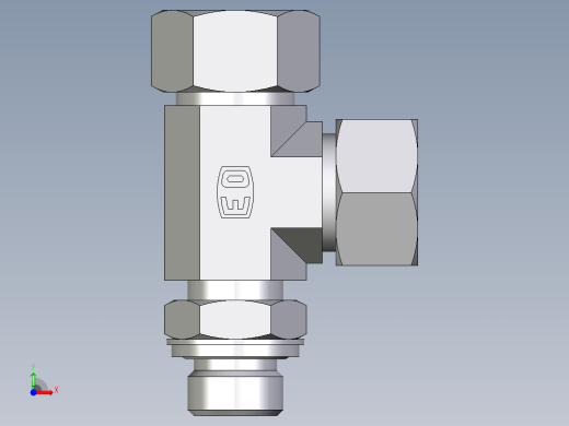 卡套式工业通用硬管接头EO_Adjustable_locknut_run_tee_LEE18LRCF前视缩略图