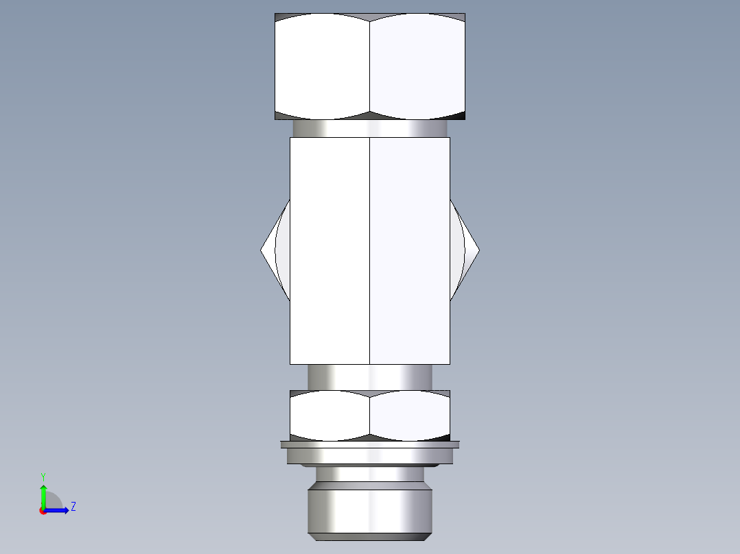 卡套式工业通用硬管接头EO_Adjustable_locknut_run_tee_LEE18LRCF左视图