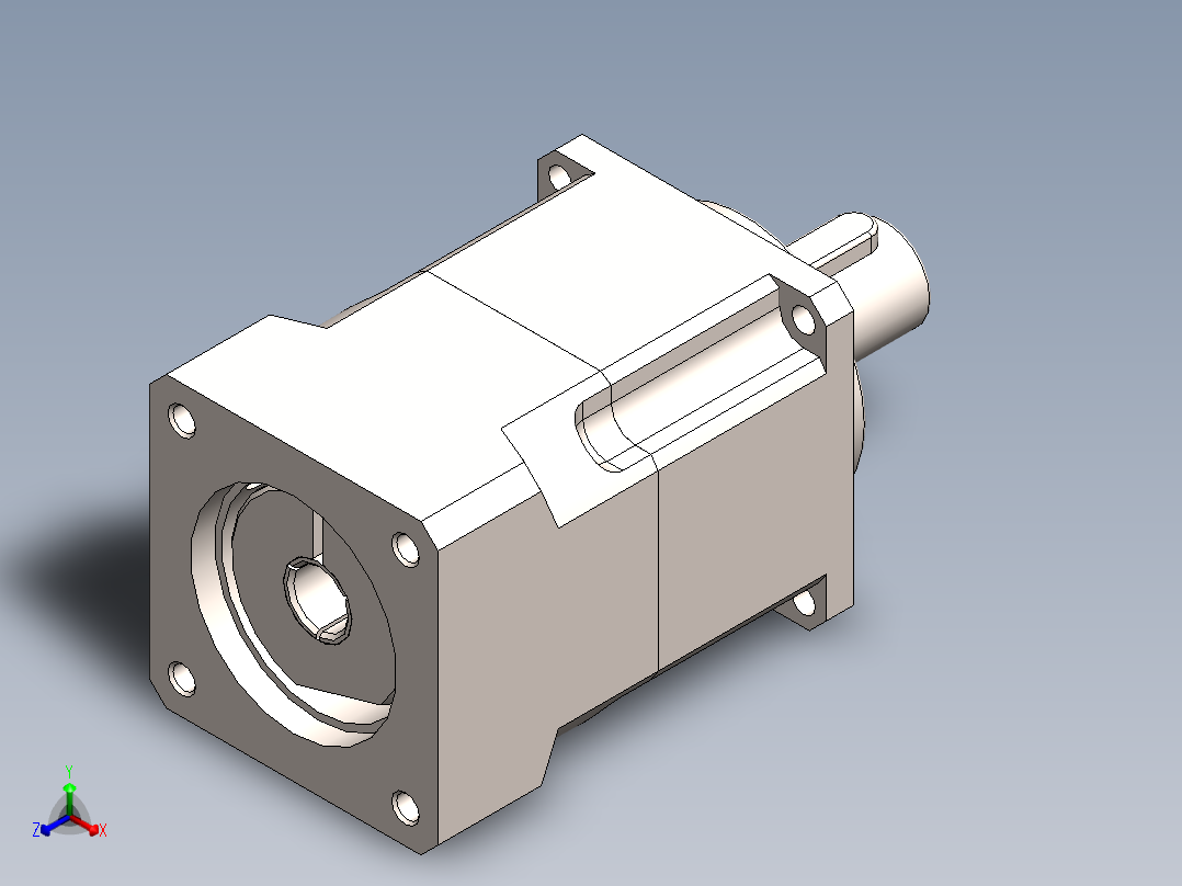 行星减速机42步进减速机 输出轴13 FAB-042-L1-S2-P2-Φ8-Φ30-Φ46-M4-26正等轴测图