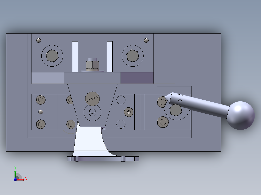 第四速及第五速变速叉带三维夹具装配图加CAD前视图