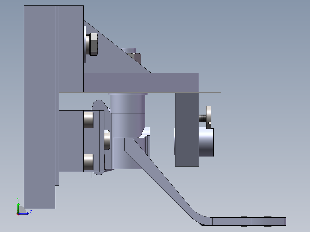 第四速及第五速变速叉带三维夹具装配图加CAD左视图