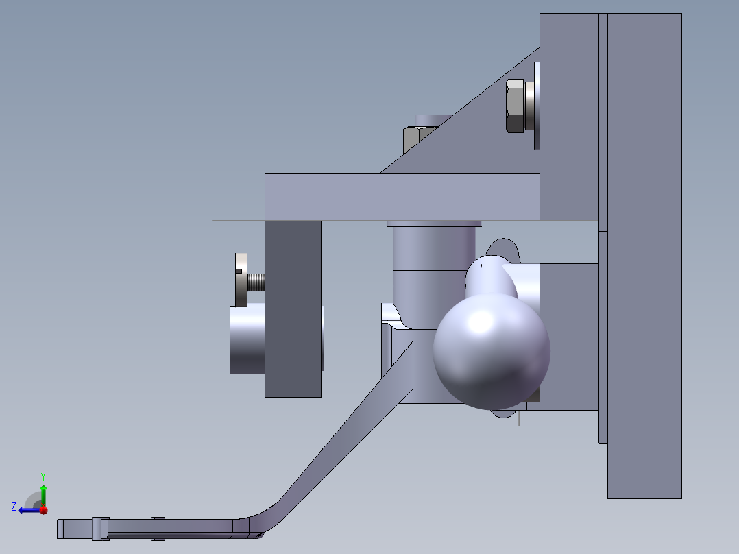 第四速及第五速变速叉带三维夹具装配图加CAD右视图