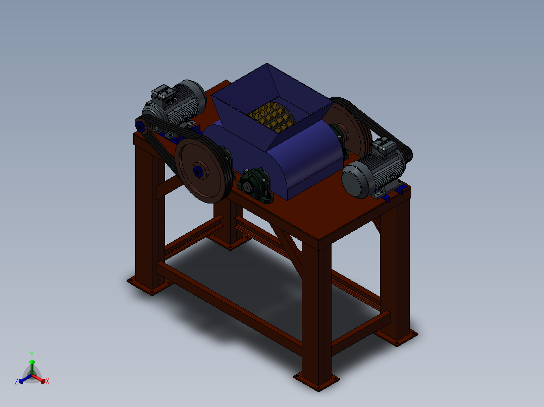 破碎机、碎管机正等轴测图