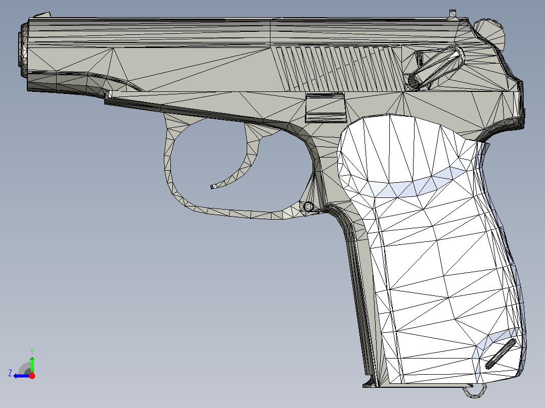 手枪左轮冲锋枪老式狙击步枪设计3D图纸makarov-pm-pistol SW obj stp右视图