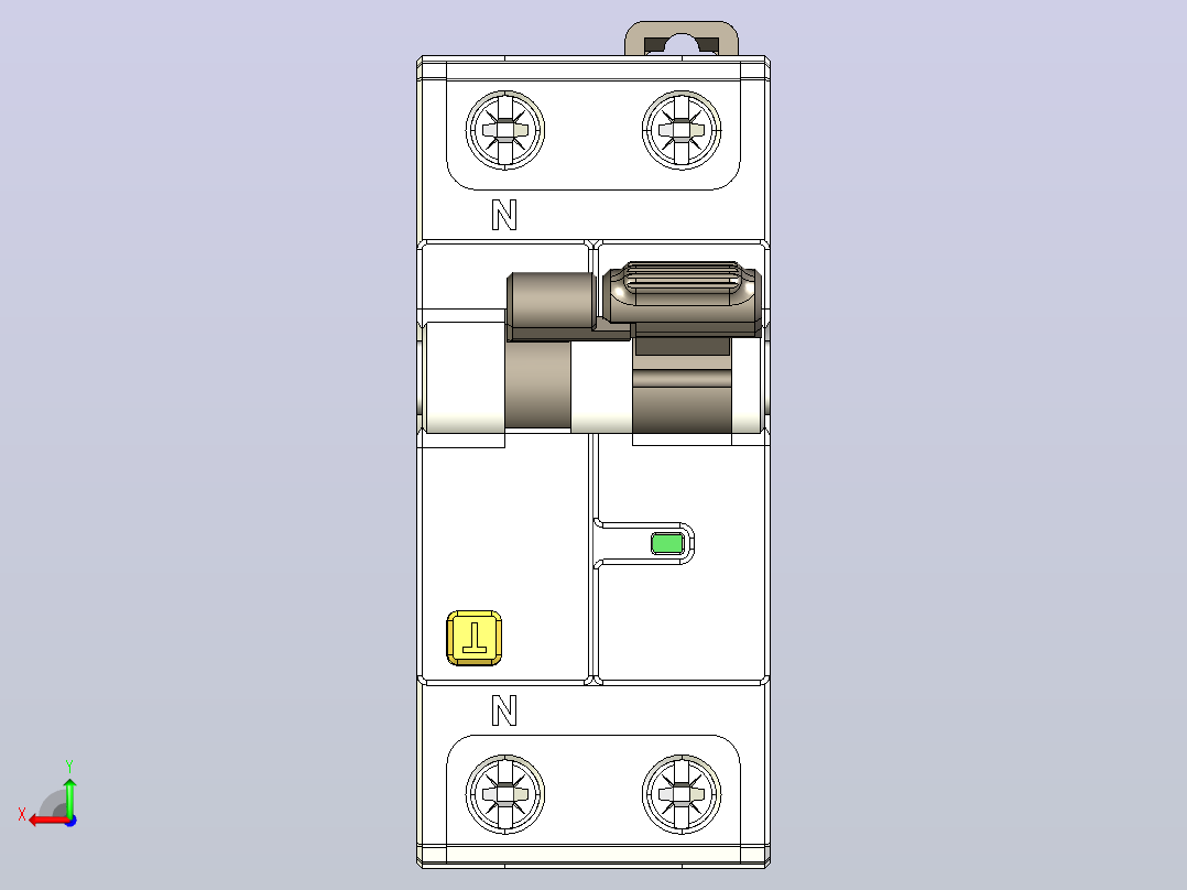 NB5L-40Y 1P&amp;N剩余电流动作断路器三维模型202307后视图