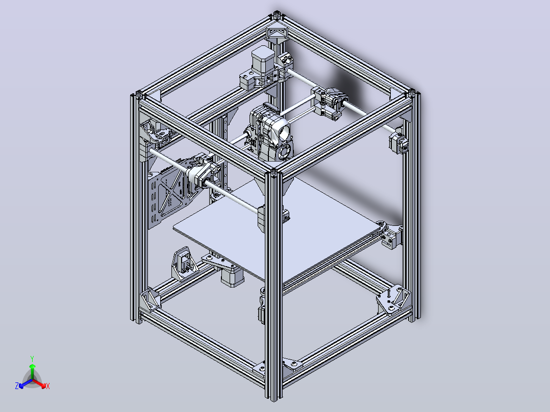 3D打印机，挤出机是带40×40×20断热风扇(印刷PLA时不堵塞喷嘴)的后燃器，内部装有BLtouch主视图
