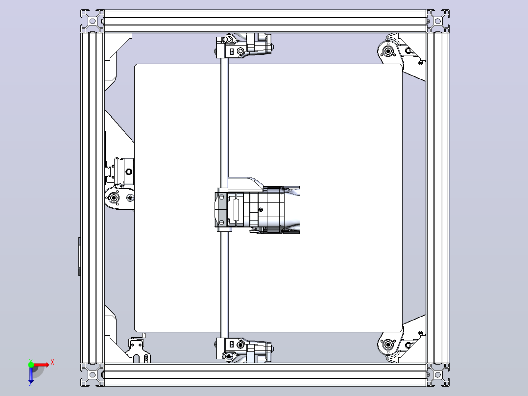 3D打印机，挤出机是带40×40×20断热风扇(印刷PLA时不堵塞喷嘴)的后燃器，内部装有BLtouch俯视图