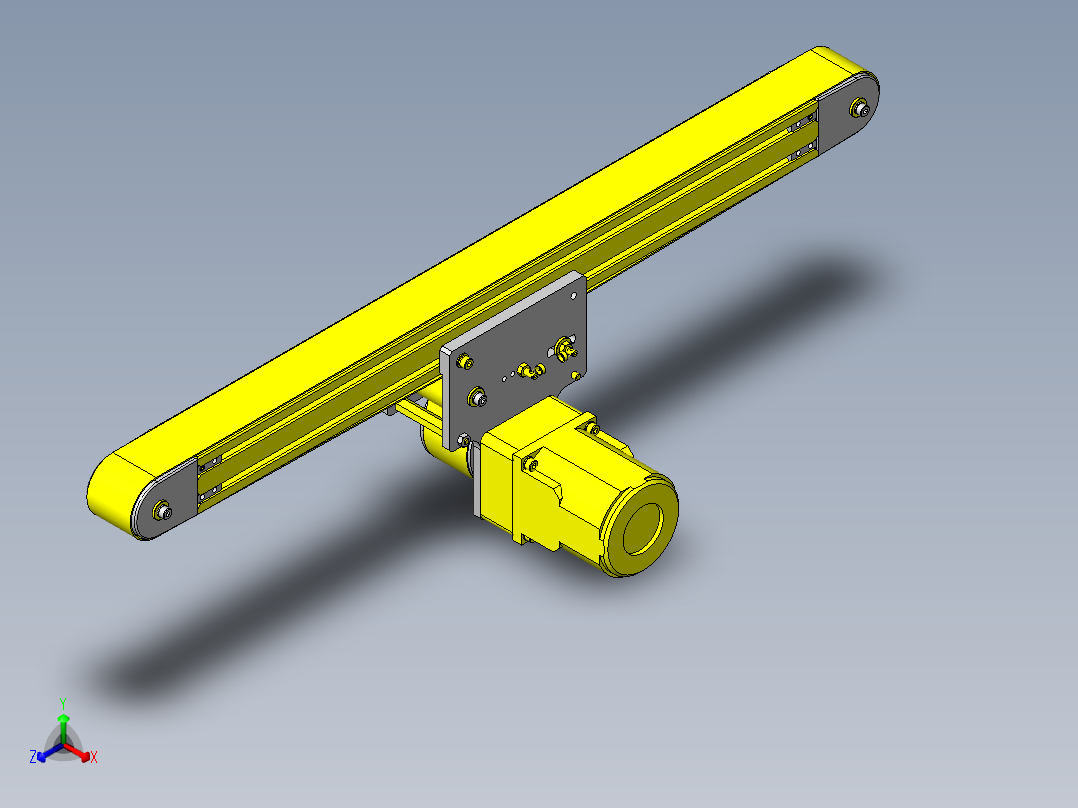 使用铝合金型材的紧凑型皮带输送机正等轴测图