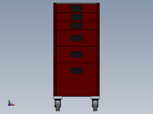 带轮子的工具箱-工具车前视缩略图