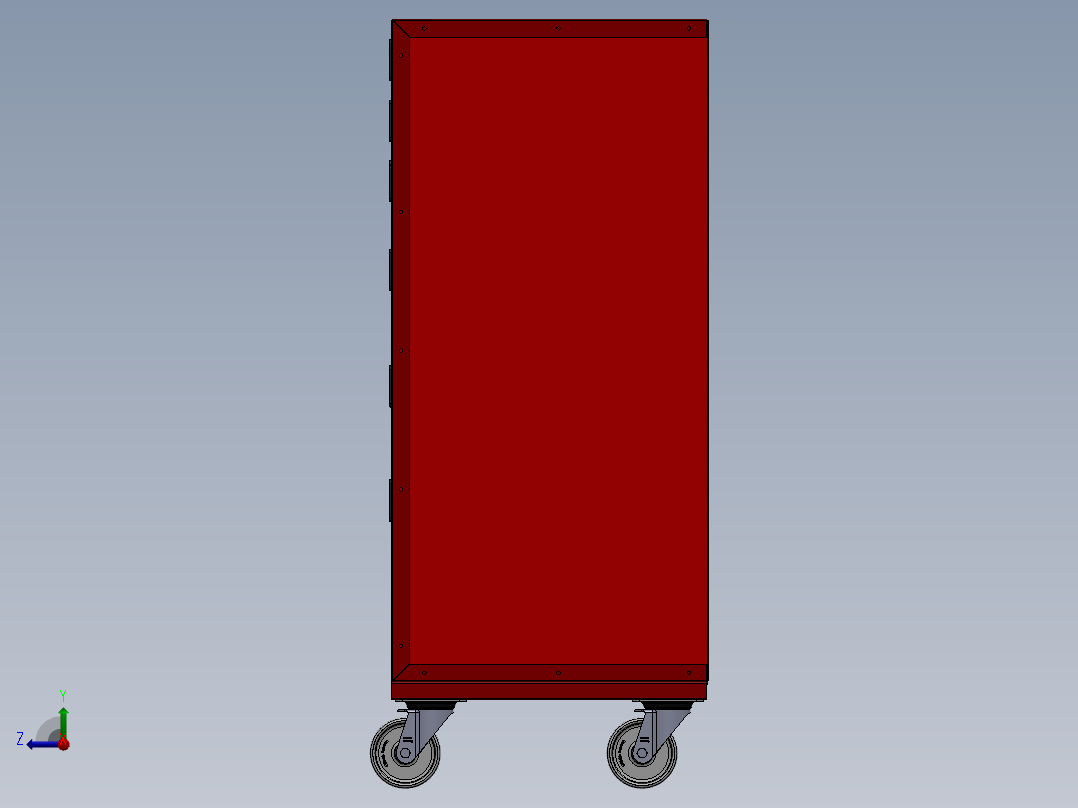 带轮子的工具箱-工具车右视图