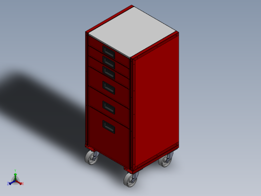 带轮子的工具箱-工具车正等轴测缩略图