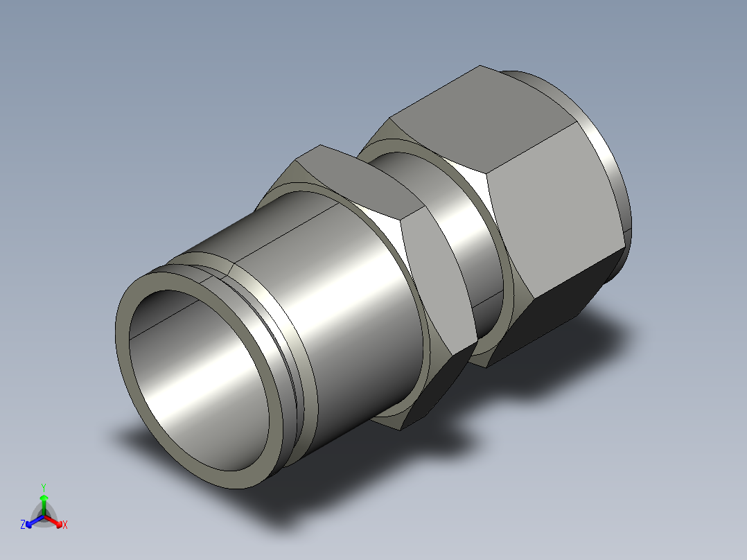 卡套式工业通用硬管接头24-16_trbu-s正等轴测图