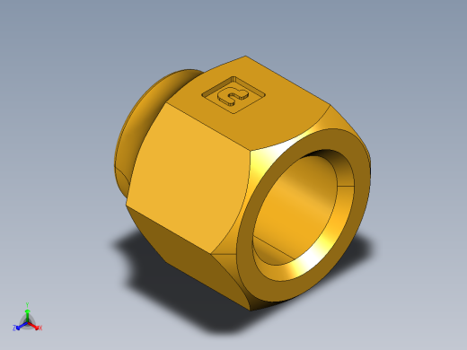 扩口式工业通用硬管接头Short Forged Nut 14FSX-4正等轴测缩略图