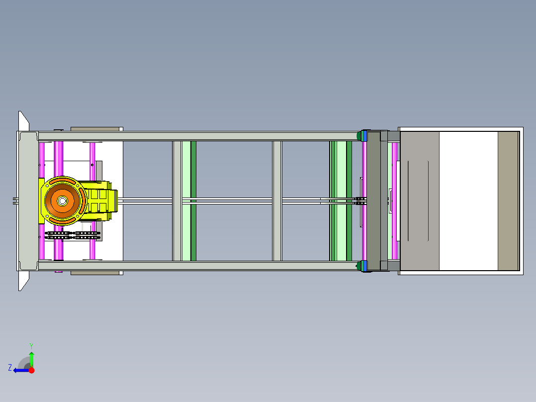 斗式提升机完整三维模型右视图