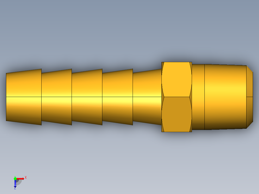 倒齿式工业管接头Hose Barb to Male Pipe 125HBL-5-2俯视图