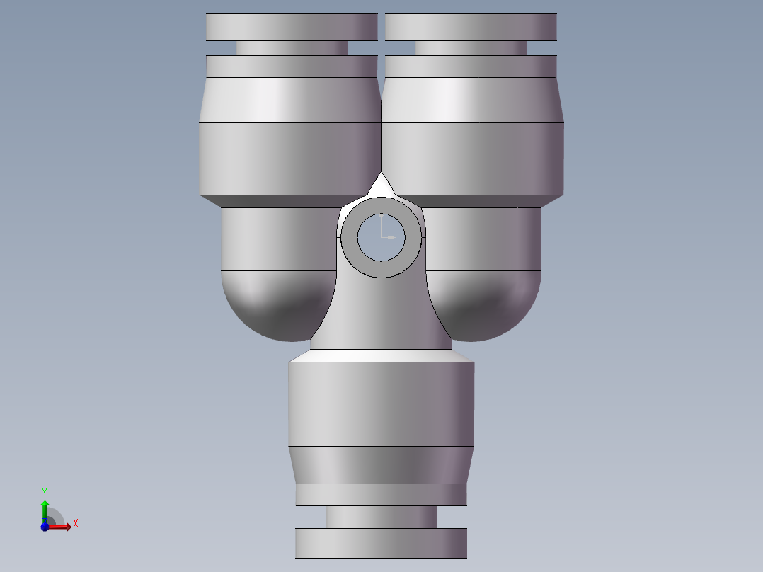气动接头-Y型三通APYW6-4（6变4）前视图