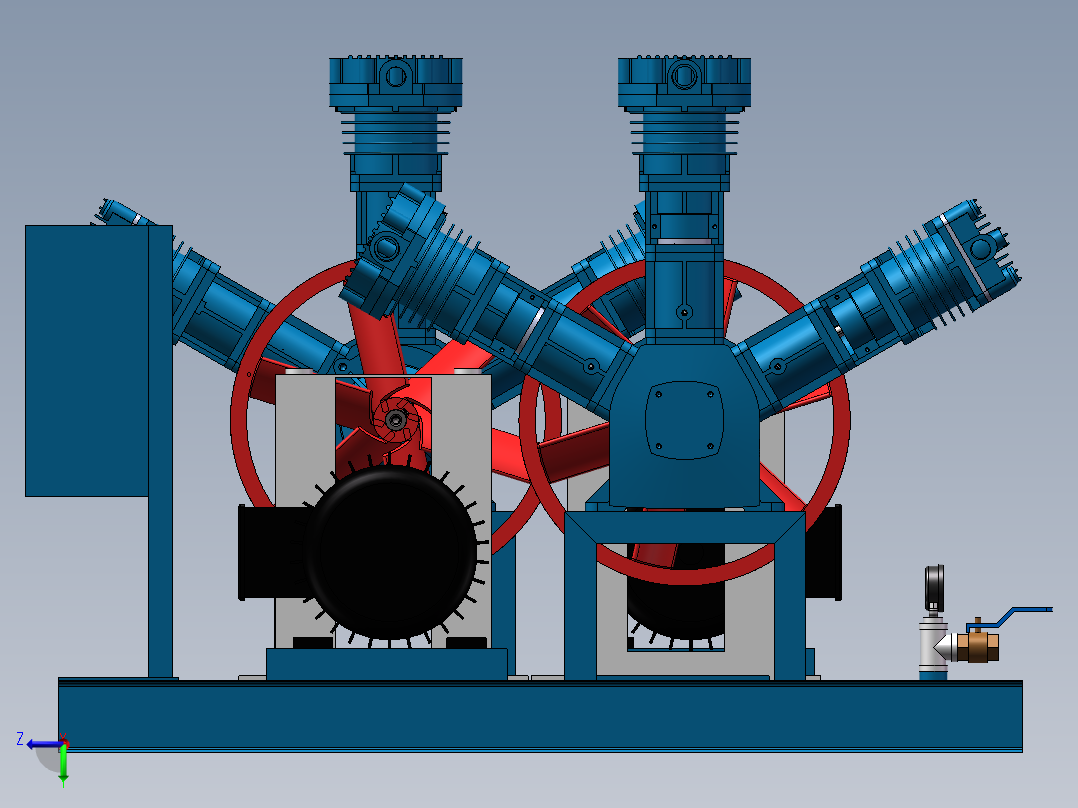 双机组三列往复式氮气压缩机前视图