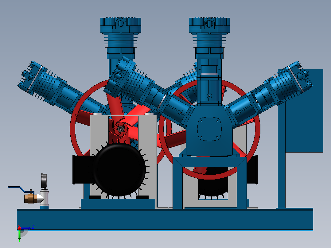 双机组三列往复式氮气压缩机后视图