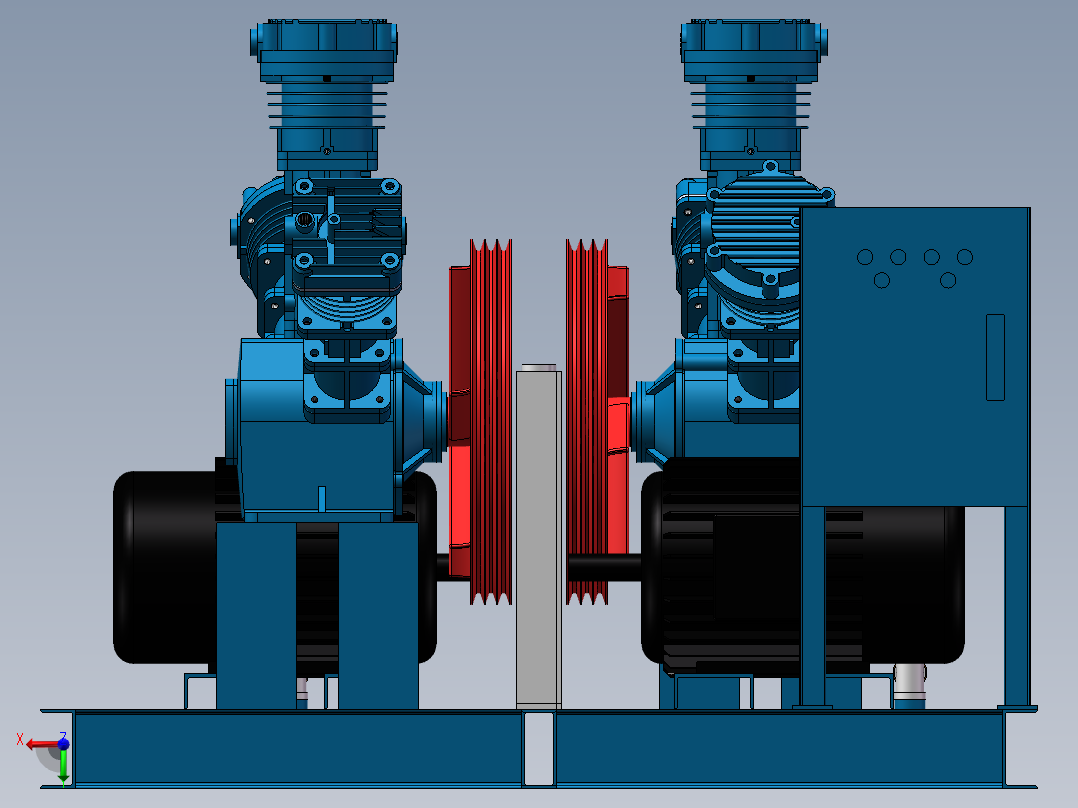 双机组三列往复式氮气压缩机左视图