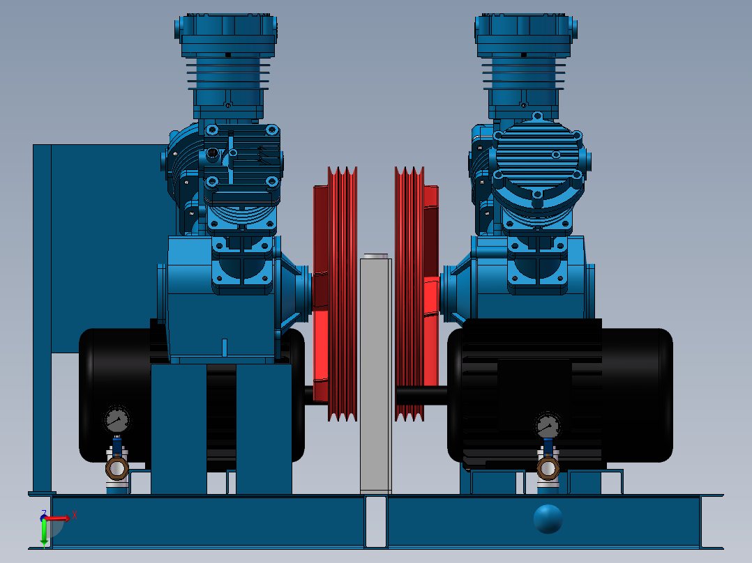 双机组三列往复式氮气压缩机右视图