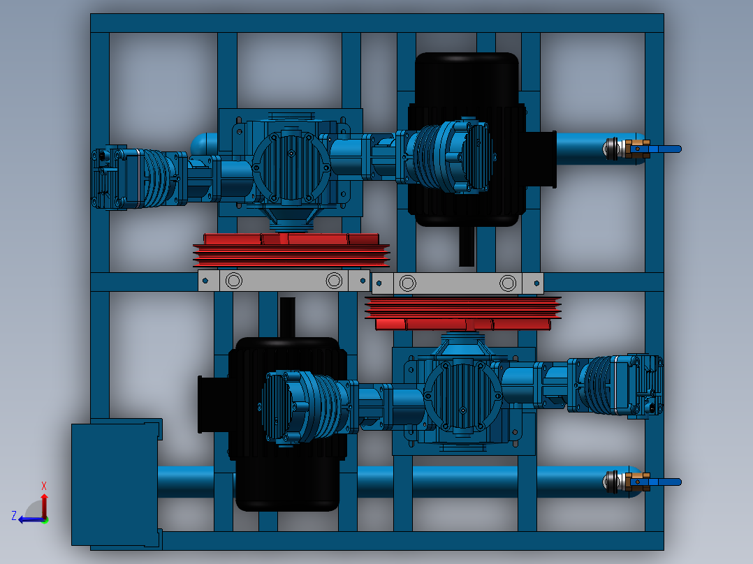 双机组三列往复式氮气压缩机俯视图